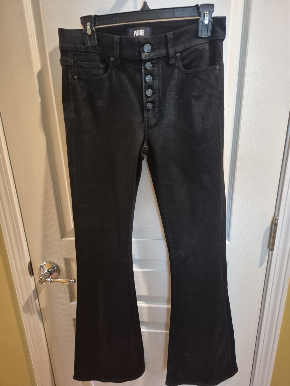PAIGE Button-Fly Flare - Black Denim